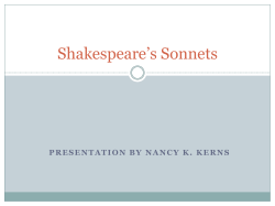 Shakespeare`s Sonnets - Nancy K. Kerns, Instructor of English