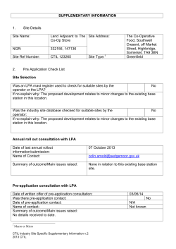 SUPPLEMENTARY INFORMATION 1. Site Details Site Name: Land