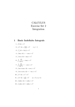 CALCULUS Exercise Set 2 Integration - DMA-FI