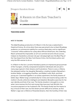 A Raisin in the Sun Teacher`s Guide