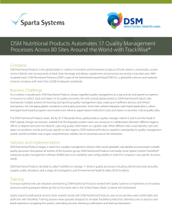 DSM Nutritional Products Automates 17 Quality
