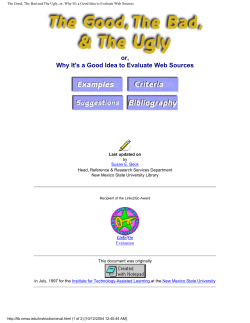 The Good, The Bad and The Ugly, or, Why It`s a Good Idea to