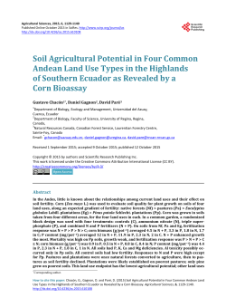 Soil Agricultural Potential in Four Common Andean Land Use Types