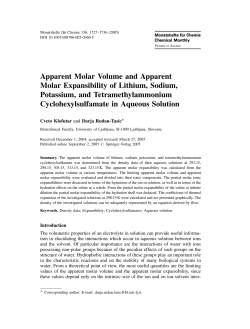Apparent Molar Volume and Apparent Molar Expansibility of Lithium