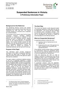 Suspended Sentences in Victoria Preliminary Information Paper