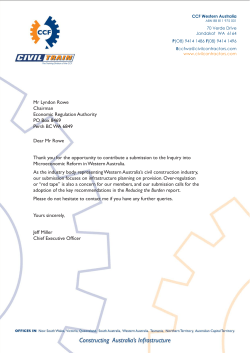 Inquiry into Microeconomic Reform in WA &ndash; CCF WA submission