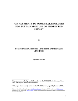 on payments to poor stakeholders for sustainable use of protected
