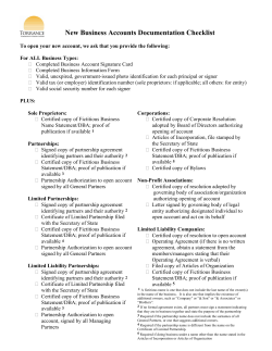 Business Account Form - Torrance Community Credit Union