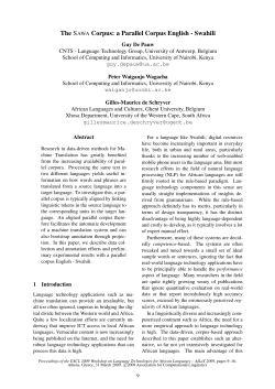The SAWA Corpus: a Parallel Corpus English - Swahili
