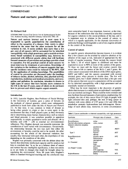 COMMENTARY: Nature and nurture: possibilities for cancer control