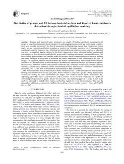 Distribution of protons and Cd between bacterial surfaces and