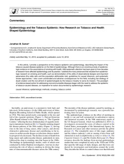 Epidemiology and the Tobacco Epidemic: How