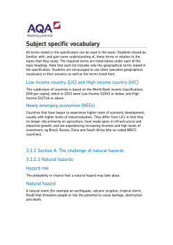 GCSE Geography Subject specific vocabulary