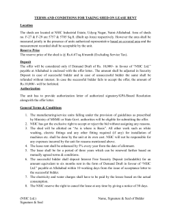 TERMS AND CONDITIONS FOR TAKING SHED ON LEASE RENT