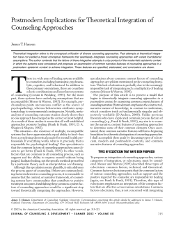 Postmodern Implications for Theoretical Integration of Counseling