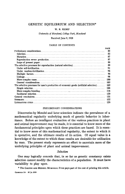 GENETIC EQUILIBRIUM AND SELECTION* Discoveries
