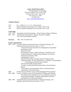 LISSA WEINSTEIN, PH.D The Department of Psychology The City