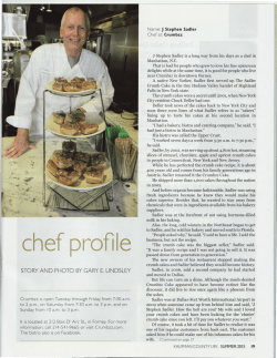 J Stephen Sadler is a long way from his days as a chef in