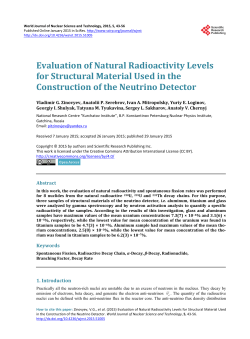 Evaluation of Natural Radioactivity Levels for Structural Material