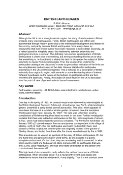 BRITISH EARTHQUAKES Abstract Key words Introduction