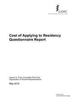 Cost of Applying to Residency Questionnaire Report