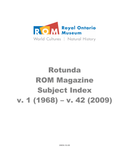 Subject Index - Royal Ontario Museum