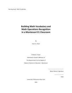 Building Math Vocabulary and Math Operations Recognition in a