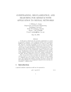 OVERTRAINING, REGULARIZATION, AND SEARCHING
