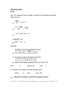 SOL Review Quiz 8.1ab 8.1a: On a separate piece of paper