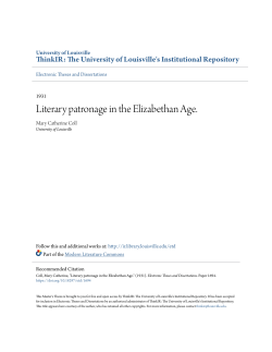 Literary patronage in the Elizabethan Age. - ThinkIR
