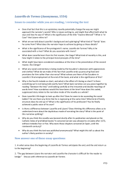 Supervision Handout for Lazarillo de Tormes