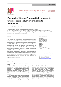 Potential of Diverse Prokaryotic Organisms for Glycerol