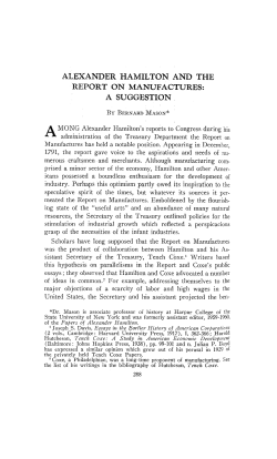 alexander hamilton and the report on manufactures