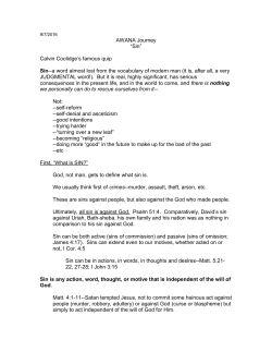 AWANA Journey &ldquo;Sin&rdquo; Calvin Coolidge`s famous quip Sin-