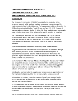 CONSUMER PROTECTION ACT, 2012 - DRAFT
