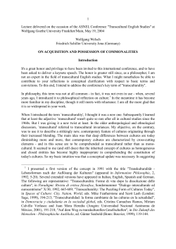 1 Lecture delivered on the occasion of the ASNEL Conference