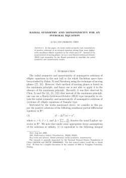 1. Introduction The radial symmetry and monotonicity of nonnegative