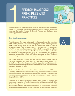 French Immersion in Manitoba - Manitoba Education