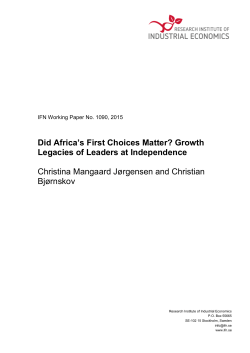 Did Africa`s First Choices Matter? Growth Legacies of Leaders at