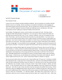 April, 2017 - Hadassah.org