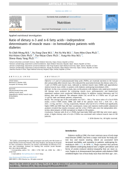Ratio of dietary n-3 and n-6 fatty acids