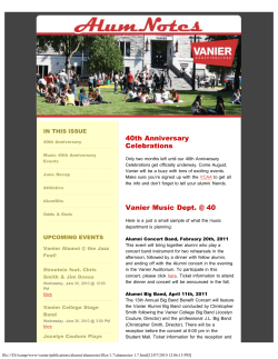 40th Anniversary Celebrations Vanier Music Dept
