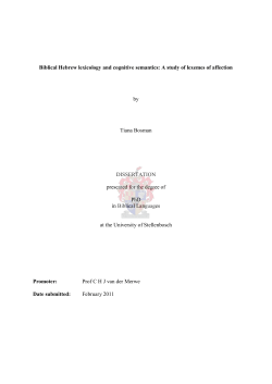 Biblical Hebrew lexicology and cognitive semantics