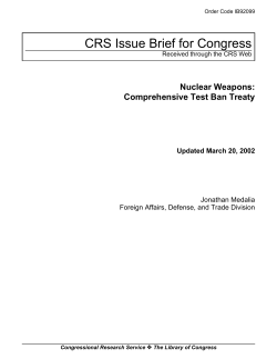Nuclear Weapons: Comprehensive Test Ban Treaty [Updated March