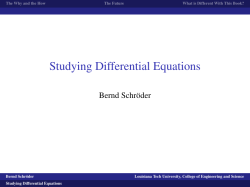 Studying Differential Equations