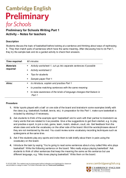 Preliminary for Schools Writing Part 1 Activity