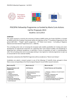 PISCOPIA Fellowship Programme co-funded by Marie Curie
