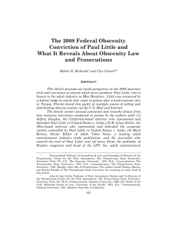 The 2008 Federal Obscenity Conviction of Paul Little and What It