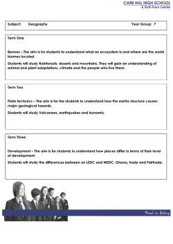 7 Term One Biomes – The aim is for students to understand what an