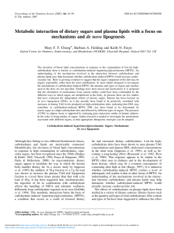 Metabolic interaction of dietary sugars and plasma lipids with a